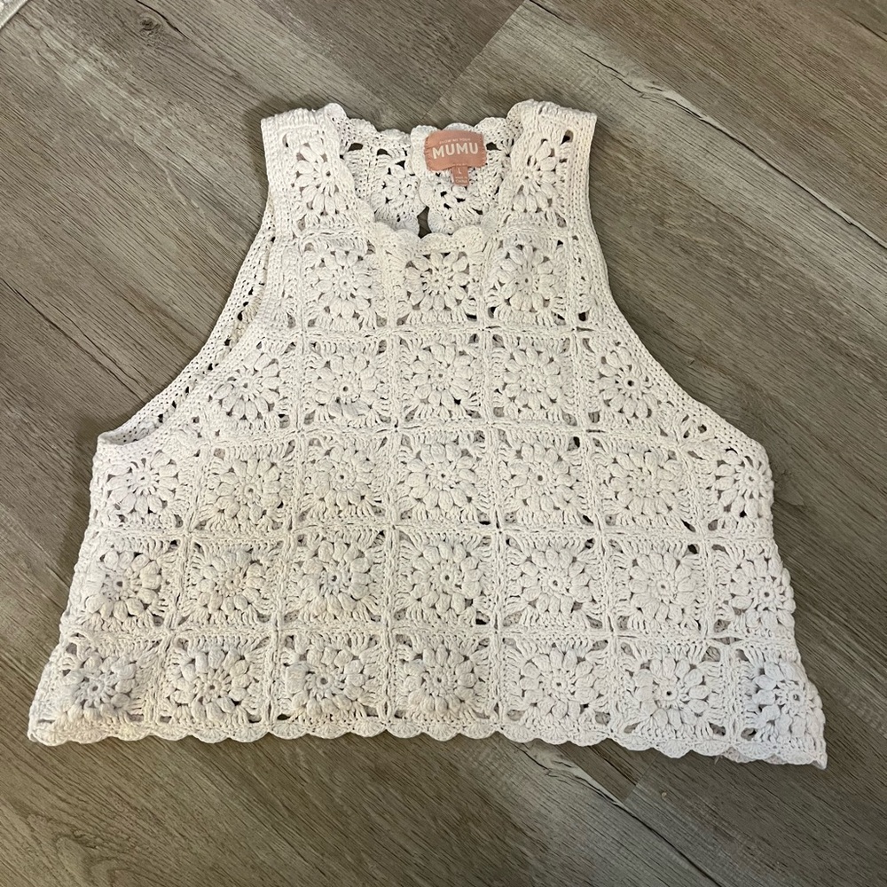 Show Me Your MuMu Crochet Tank Top in Cream